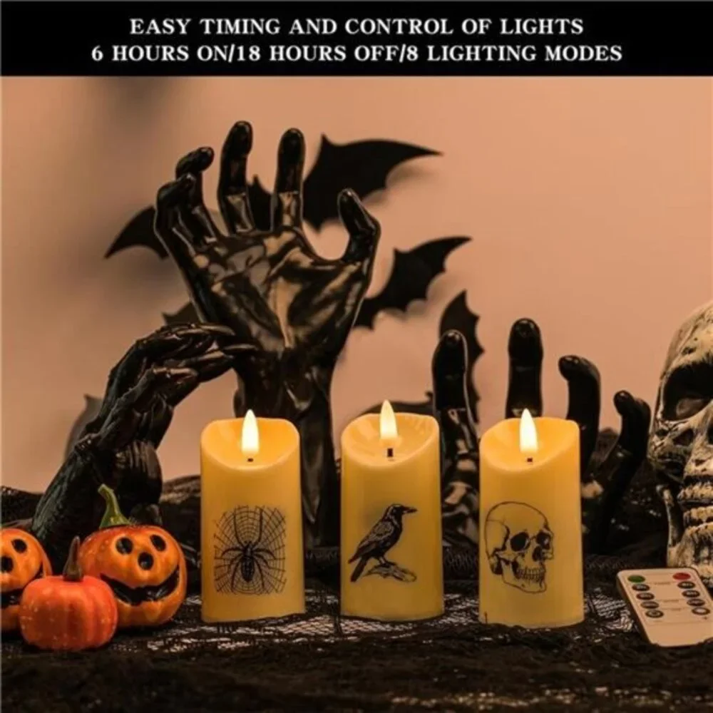3pcs Creepy Hands Halloween Wall Decor - LED Lights with Remote Control‎